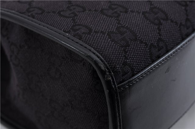 Authentic GUCCI Jackie Hand Bag GG Canvas Leather 0021065 Black Navy 4194E