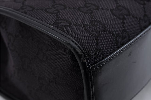 Authentic GUCCI Jackie Hand Bag GG Canvas Leather 0021065 Black Navy 4194E