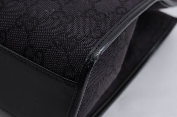 Authentic GUCCI Jackie Hand Bag GG Canvas Leather 0021065 Black Navy 4194E