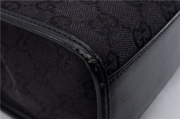 Authentic GUCCI Jackie Hand Bag GG Canvas Leather 0021065 Black Navy 4194E