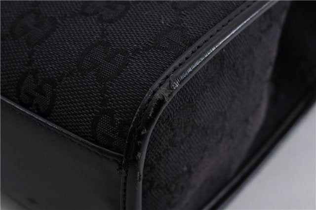 Authentic GUCCI Jackie Hand Bag GG Canvas Leather 0021065 Black Navy 4194E