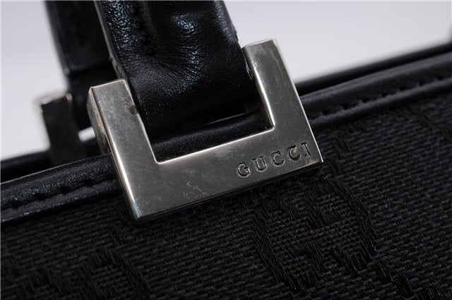 Authentic GUCCI Jackie Hand Bag GG Canvas Leather 0021065 Black Navy 4194E