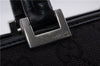 Authentic GUCCI Jackie Hand Bag GG Canvas Leather 0021065 Black Navy 4194E