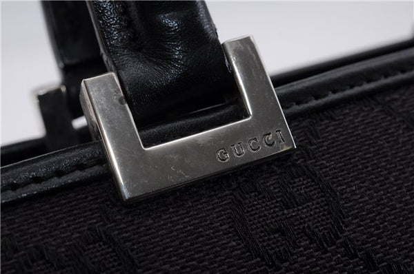 Authentic GUCCI Jackie Hand Bag GG Canvas Leather 0021065 Black Navy 4194E