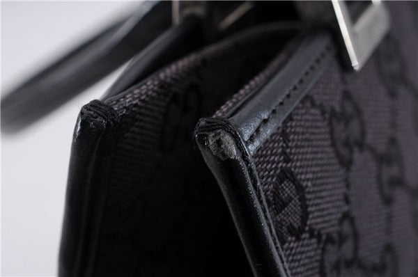 Authentic GUCCI Jackie Hand Bag GG Canvas Leather 0021065 Black Navy 4194E