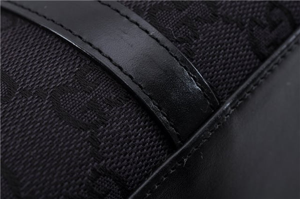 Authentic GUCCI Jackie Hand Bag GG Canvas Leather 0021065 Black Navy 4194E