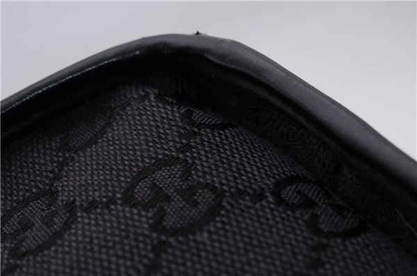 Authentic GUCCI Jackie Hand Bag GG Canvas Leather 0021065 Black Navy 4194E