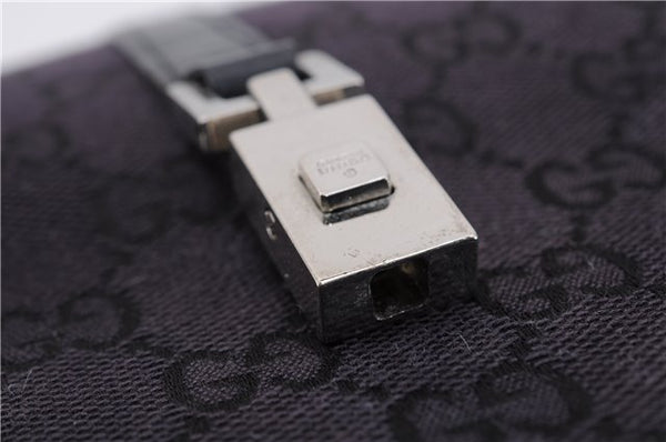 Authentic GUCCI Jackie Hand Bag GG Canvas Leather 0021065 Black Navy 4194E