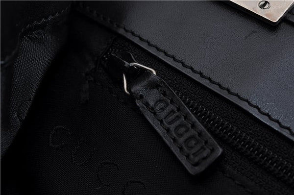 Authentic GUCCI Jackie Hand Bag GG Canvas Leather 0021065 Black Navy 4194E