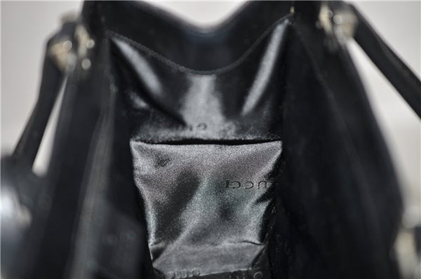 Authentic GUCCI Jackie Hand Bag GG Canvas Leather 0021065 Black Navy 4194E