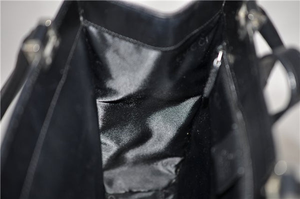 Authentic GUCCI Jackie Hand Bag GG Canvas Leather 0021065 Black Navy 4194E