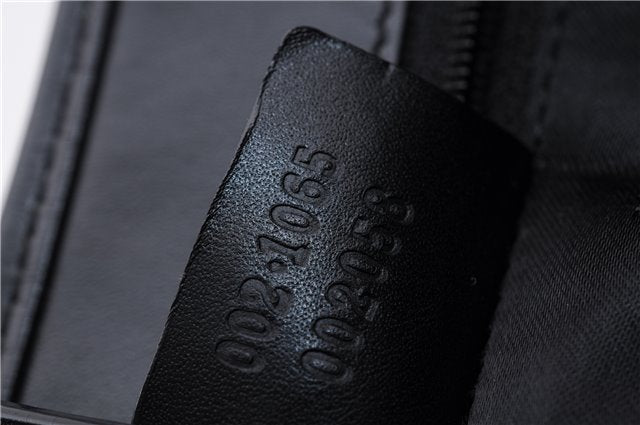 Authentic GUCCI Jackie Hand Bag GG Canvas Leather 0021065 Black Navy 4194E