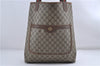 Authentic GUCCI Web Sherry Line Shoulder Tote Bag GG PVC Leather Brown 4195D