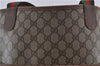 Authentic GUCCI Web Sherry Line Shoulder Tote Bag GG PVC Leather Brown 4195D