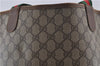 Authentic GUCCI Web Sherry Line Shoulder Tote Bag GG PVC Leather Brown 4195D