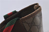 Authentic GUCCI Web Sherry Line Shoulder Tote Bag GG PVC Leather Brown 4195D