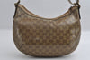 Authentic GUCCI GG Crystal Shoulder Cross Body Bag PVC Leather 181092 Gold 4201I