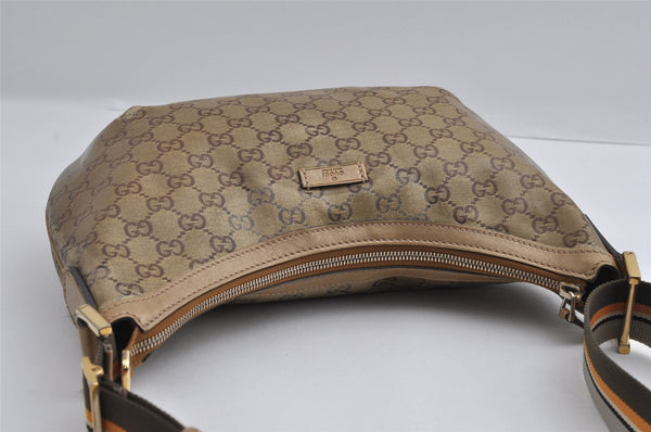 Authentic GUCCI GG Crystal Shoulder Cross Body Bag PVC Leather 181092 Gold 4201I
