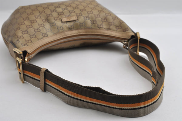 Authentic GUCCI GG Crystal Shoulder Cross Body Bag PVC Leather 181092 Gold 4201I