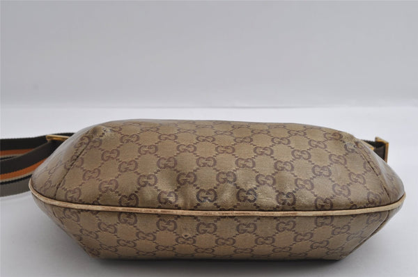 Authentic GUCCI GG Crystal Shoulder Cross Body Bag PVC Leather 181092 Gold 4201I