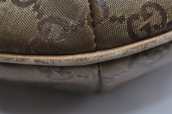 Authentic GUCCI GG Crystal Shoulder Cross Body Bag PVC Leather 181092 Gold 4201I