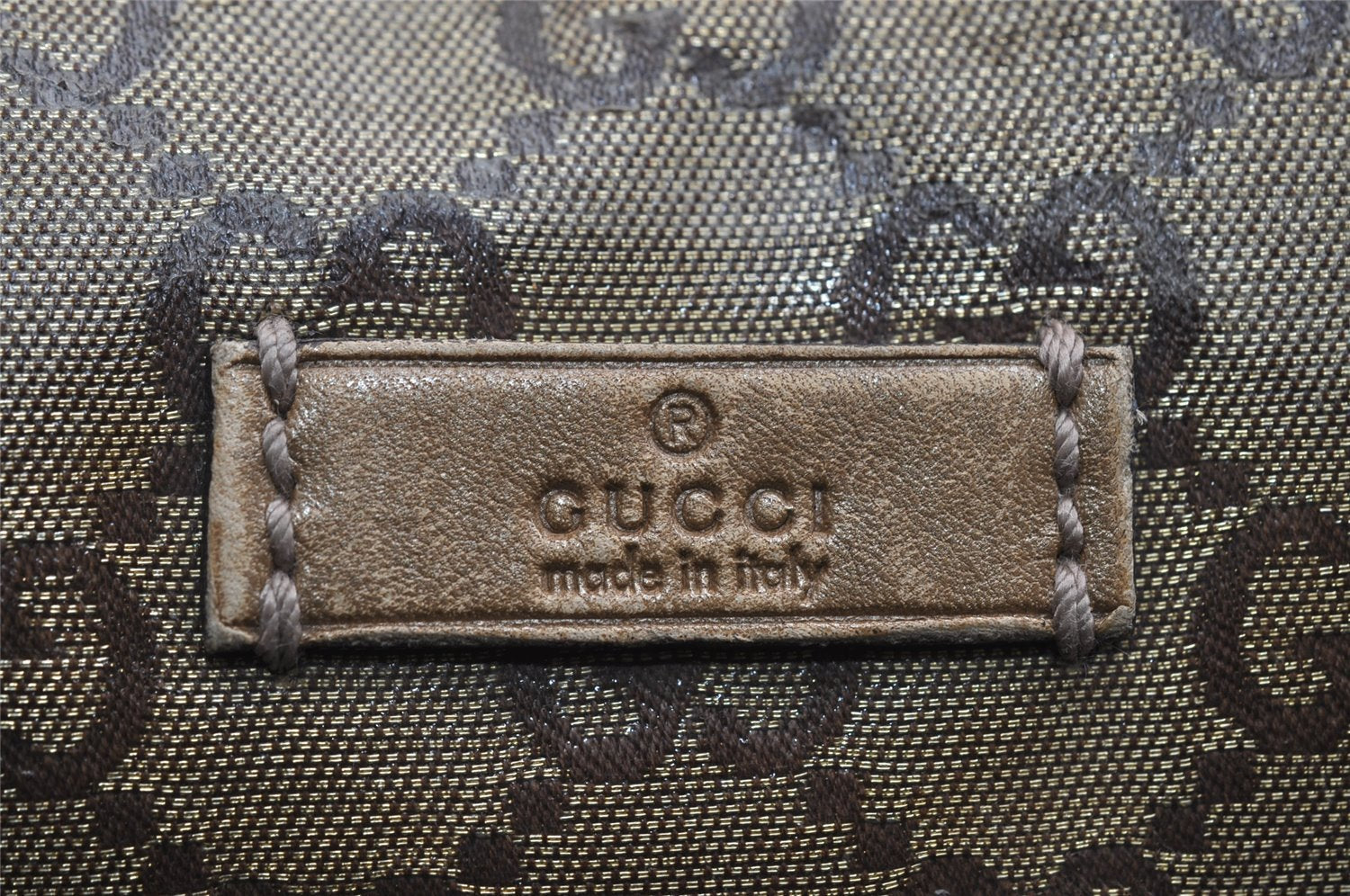 Authentic GUCCI GG Crystal Shoulder Cross Body Bag PVC Leather 181092 Gold 4201I