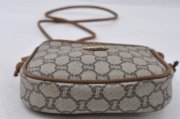 Authentic GUCCI GG Plus Shoulder Cross Body Bag Purse PVC Leather Brown 4202I