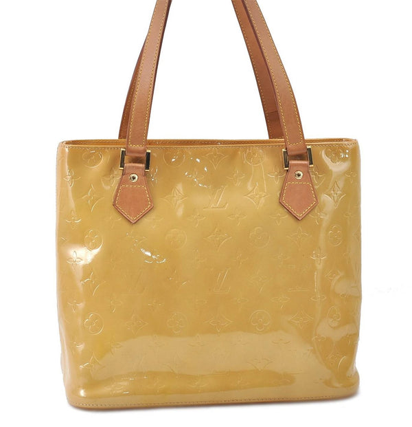 Authentic Louis Vuitton Vernis Houston Shoulder Hand Bag Yellow M91055 LV 4203D