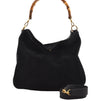 Authentic GUCCI Bamboo 2Way Shoulder Tote Bag Suede Leather Black Junk 4203I
