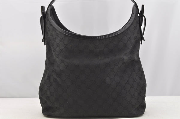 Authentic GUCCI Vintage Shoulder Tote Bag GG Canvas Leather 106242 Black 4205I