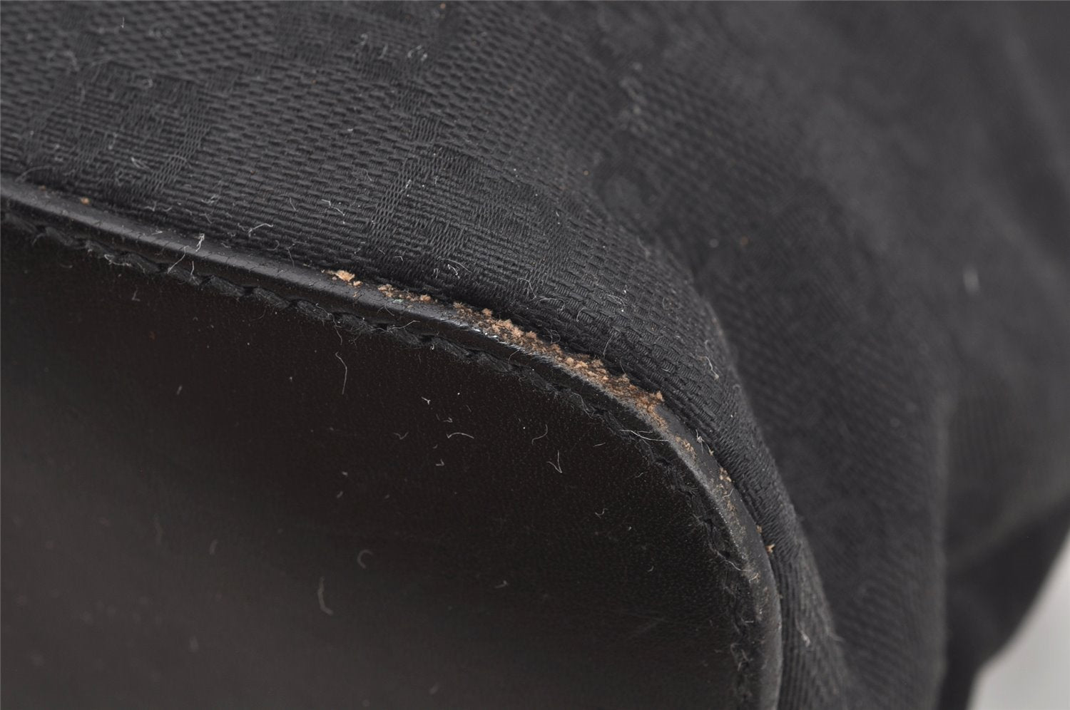 Authentic GUCCI Vintage Shoulder Tote Bag GG Canvas Leather 106242 Black 4205I