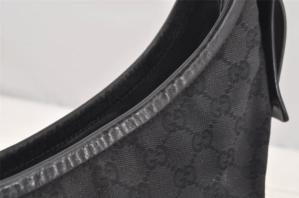 Authentic GUCCI Vintage Shoulder Tote Bag GG Canvas Leather 106242 Black 4205I