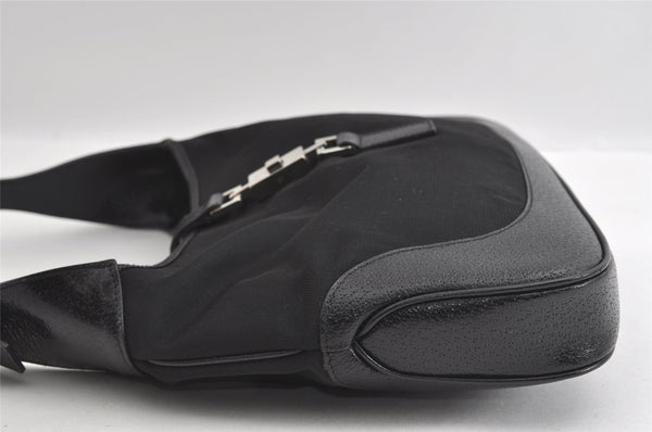Authentic GUCCI Jackie Shoulder Hand Bag Purse Nylon Leather 0013306 Black 4206I