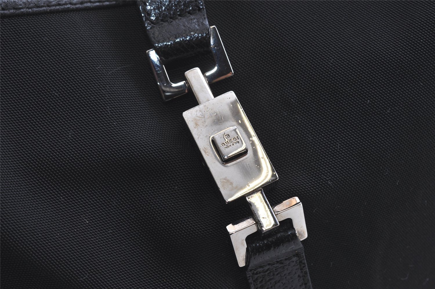 Authentic GUCCI Jackie Shoulder Hand Bag Purse Nylon Leather 0013306 Black 4206I