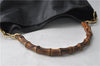 Authentic GUCCI Bamboo 2Way Shoulder Hand Bag Leather 1577 Black Junk 4208D