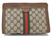 Authentic GUCCI Web Sherry Line Clutch Hand Bag Purse GG PVC Leather Brown 4210D