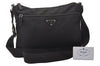 Authentic PRADA VELA Nylon Tessuto Leather Shoulder Cross Bag BT0421 Black 4213I