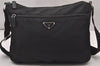 Authentic PRADA VELA Nylon Tessuto Leather Shoulder Cross Bag BT0421 Black 4213I