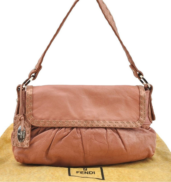 Authentic FENDI Selleria Vintage Shoulder Hand Bag Purse Leather Pink 4215I