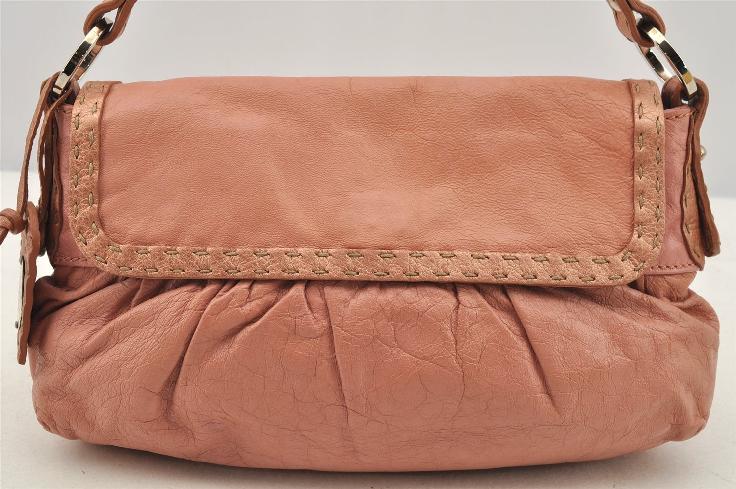 Authentic FENDI Selleria Vintage Shoulder Hand Bag Purse Leather Pink 4215I
