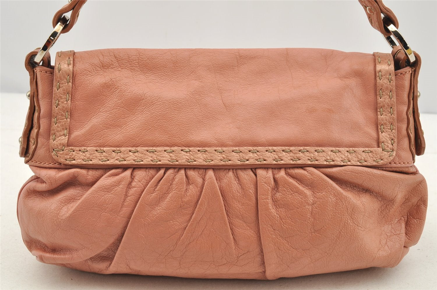 Authentic FENDI Selleria Vintage Shoulder Hand Bag Purse Leather Pink 4215I