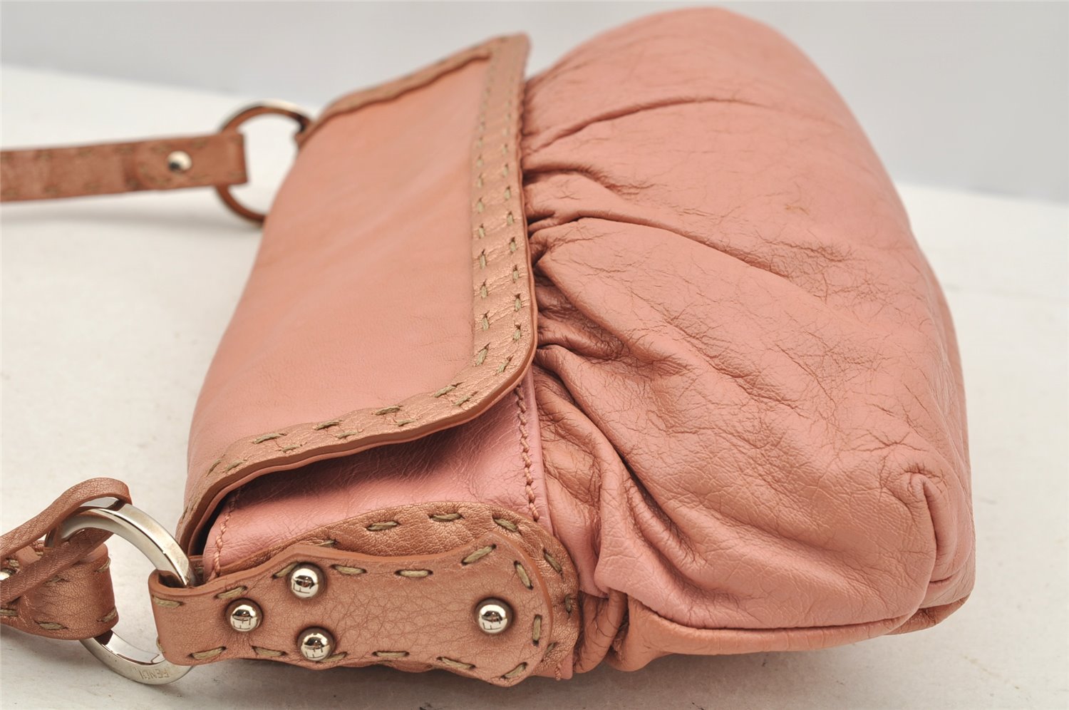 Authentic FENDI Selleria Vintage Shoulder Hand Bag Purse Leather Pink 4215I