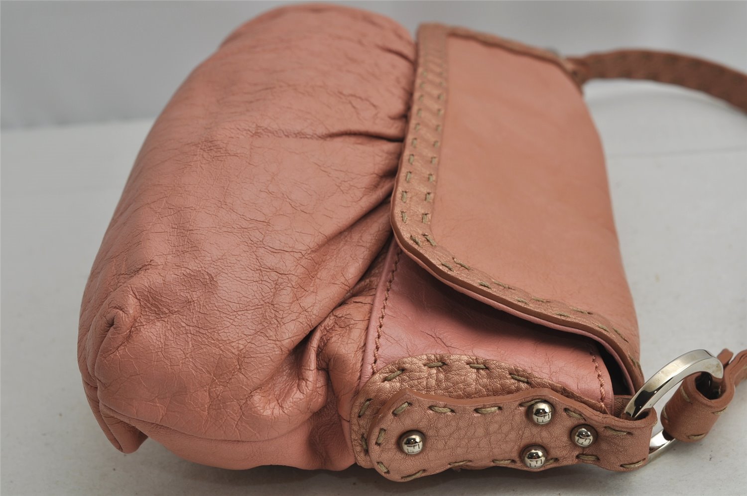 Authentic FENDI Selleria Vintage Shoulder Hand Bag Purse Leather Pink 4215I