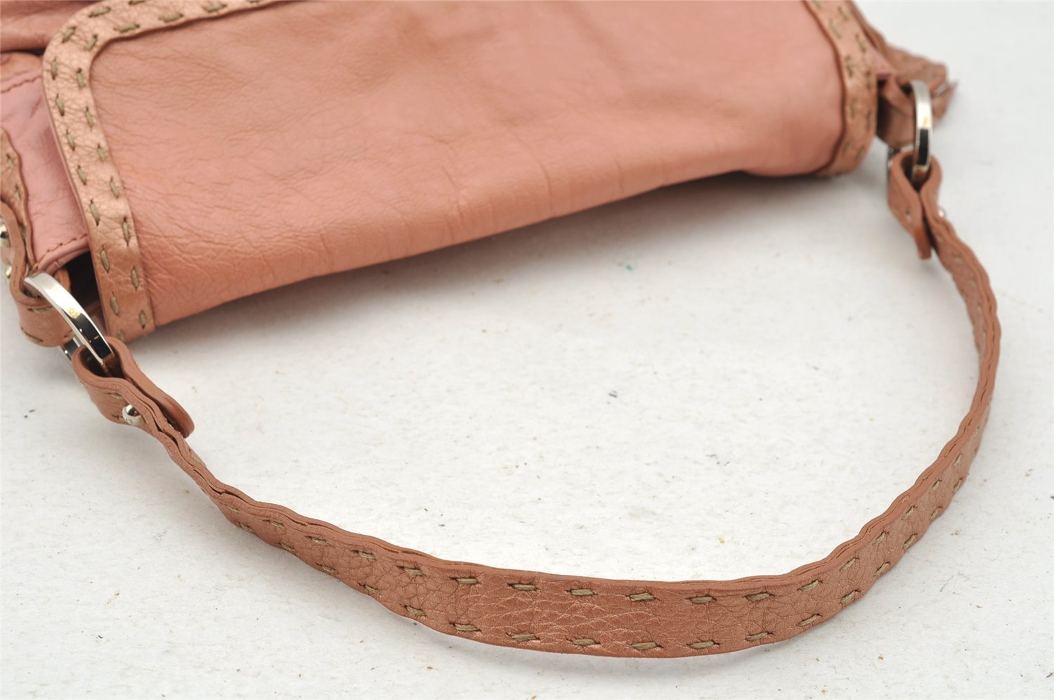 Authentic FENDI Selleria Vintage Shoulder Hand Bag Purse Leather Pink 4215I