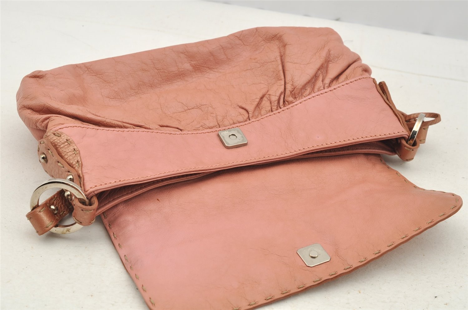 Authentic FENDI Selleria Vintage Shoulder Hand Bag Purse Leather Pink 4215I