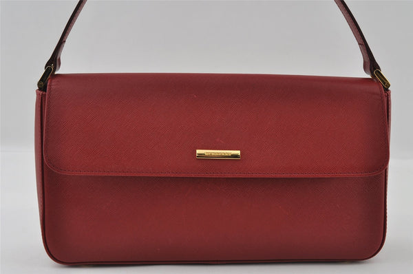 Authentic BURBERRY Vintage Leather Shoulder Hand Bag Purse Red 4216I
