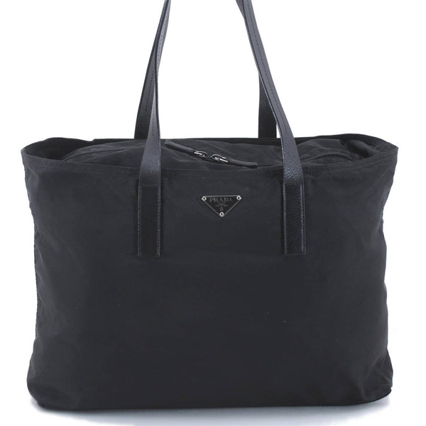 Authentic PRADA Nylon Leather Shoulder Tote Bag Black 4217D