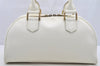 Authentic BURBERRY Vintage Leather Shoulder Hand Boston Bag White 4217I