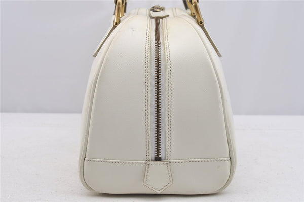 Authentic BURBERRY Vintage Leather Shoulder Hand Boston Bag White 4217I