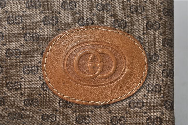 Authentic GUCCI Micro GG PVC Leather Clutch Hand Bag Purse Brown 4218D